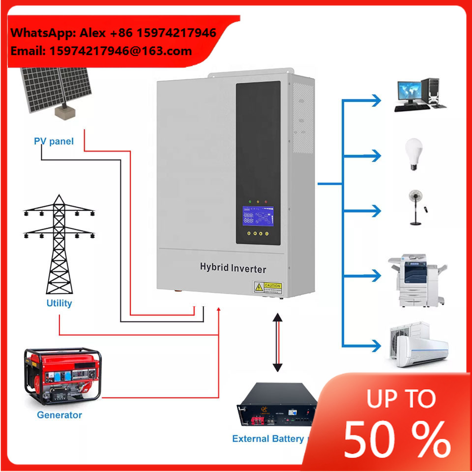 5.5KW 48V Hybrid On/ Off Grid  - огляд і ціна Hybrid Solar Inverter 5.5Kw Mppt 48V