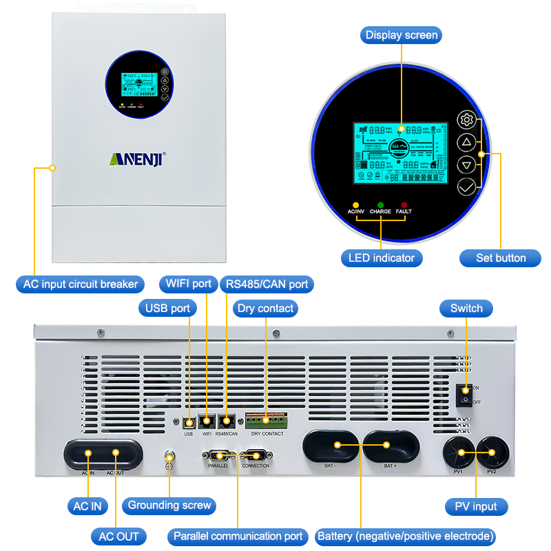 ANENJI Split Phase 12KW 48V Hy - огляд і ціна Off Grid Solar Inverter 48V 6000W