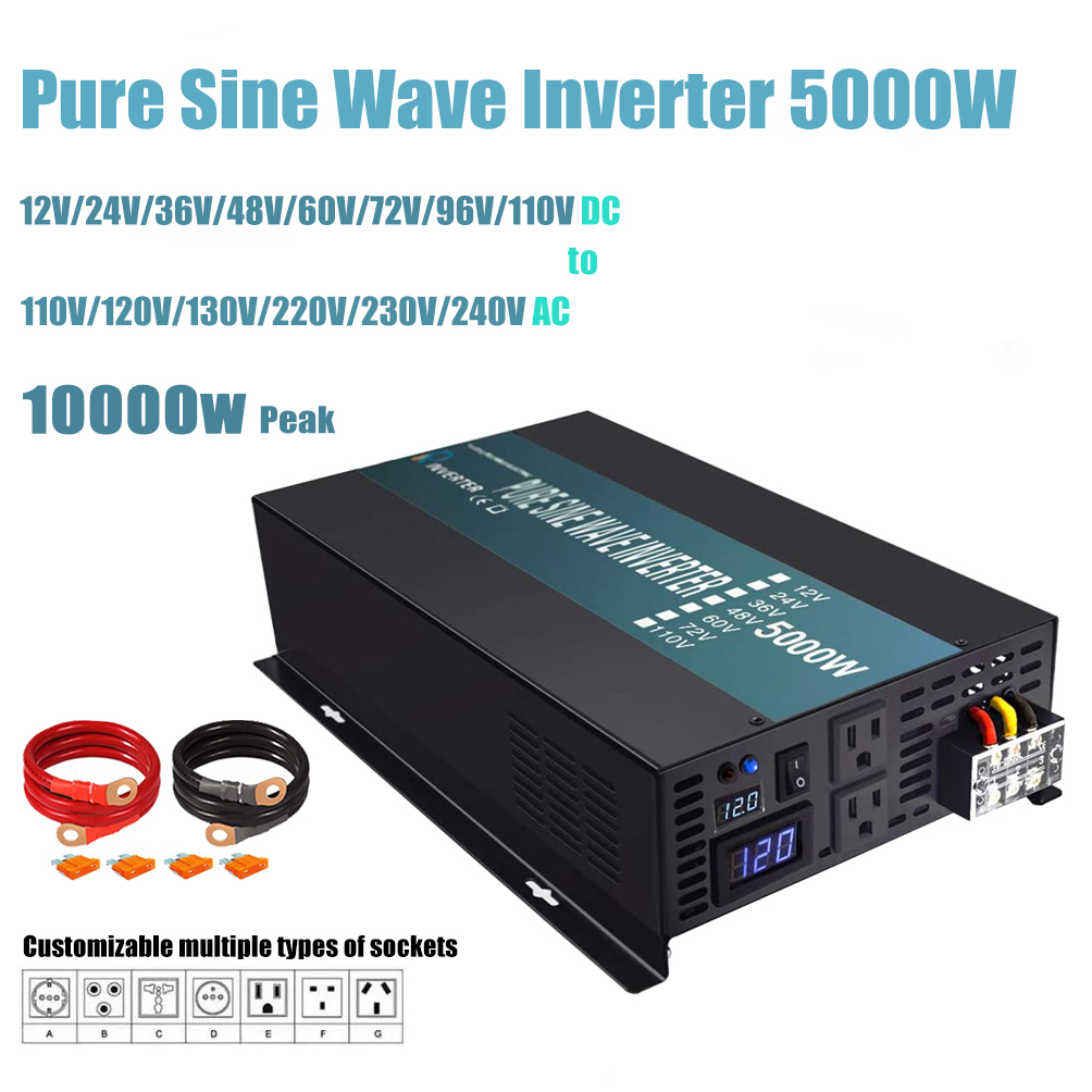 Pure Sine Wave Inverter 5000W  - огляд і ціна Pure Sine Wave Inverter 5000W 48V 220V