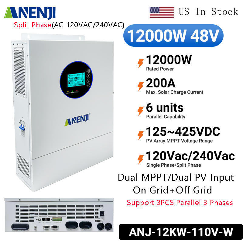 ANENJI Split Phase 12KW 48V Hy - огляд і ціна Off Grid Solar Inverter 48V 6000W