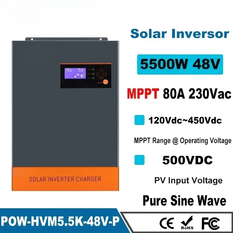 factory 5.5KW 5.5KVA MPPT 80A  - огляд і ціна Hybrid Solar Inverter 5.5Kw Mppt 48V