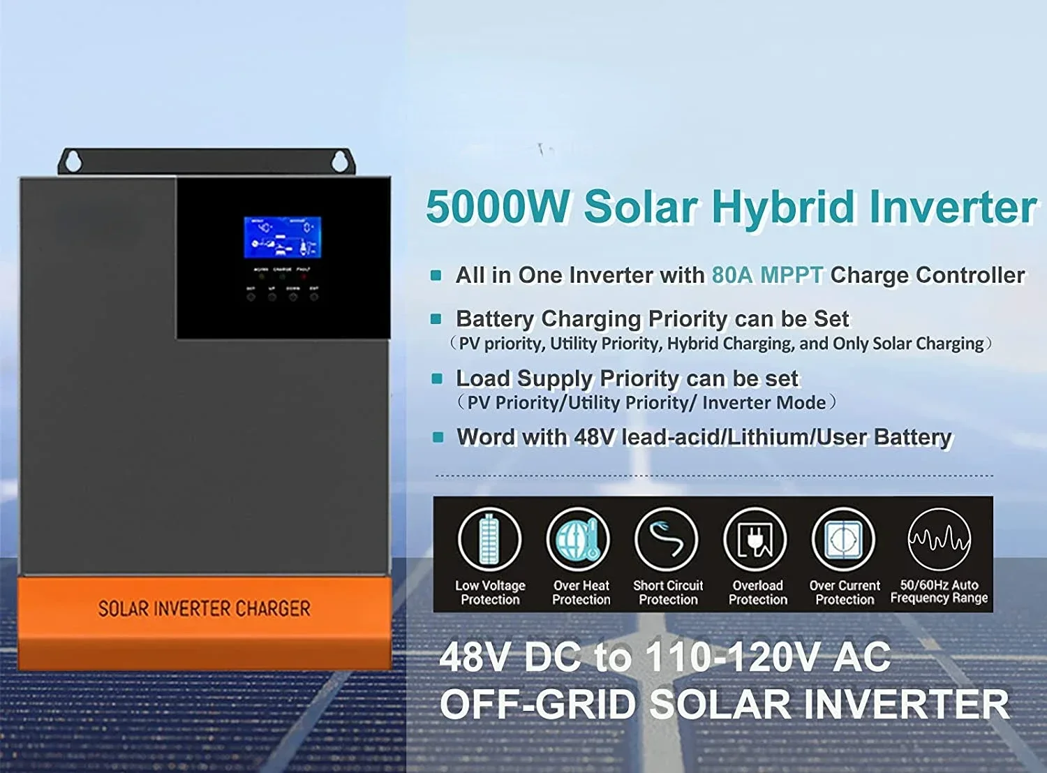 5.5kW MPPT 100A optical 220V 4 - огляд і ціна Hybrid Solar Inverter 5.5Kw Mppt 48V